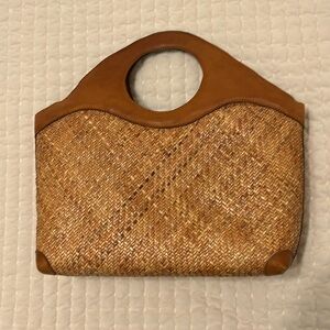 San Diego Hat Rattan Purse with Leather accents